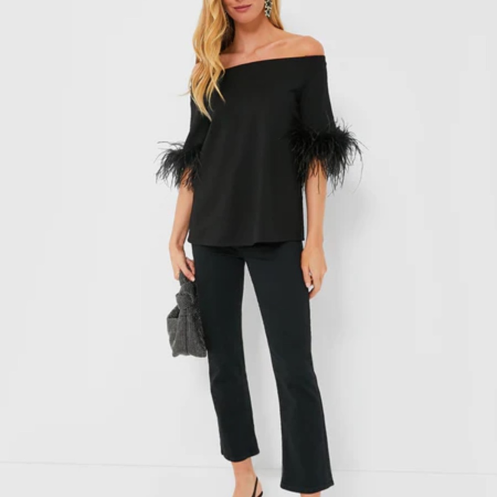 TUCKERNUCK Black Feather Miranda Off The Shoulder Blouse - Picture 2 of 6